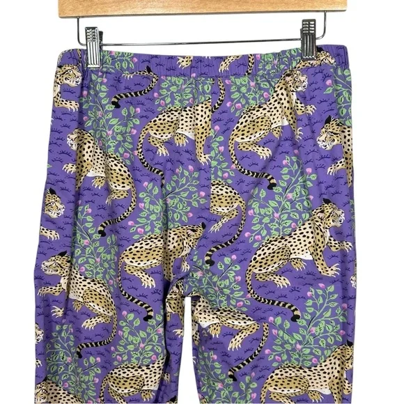 ANTHROPOLOGIE PRINTFRESH Violet Bagheera Cheetah Print Cropped Pajama Set Sz S - Picture 12 of 15